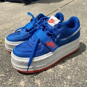 Nike Vandal Doublestack surprise platform sneaker in blue, white and red